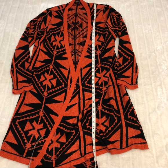 BOGO Free🦋 John Fashion Long Open Front Aztec Pattern Cardigan - Picture 11 of 14